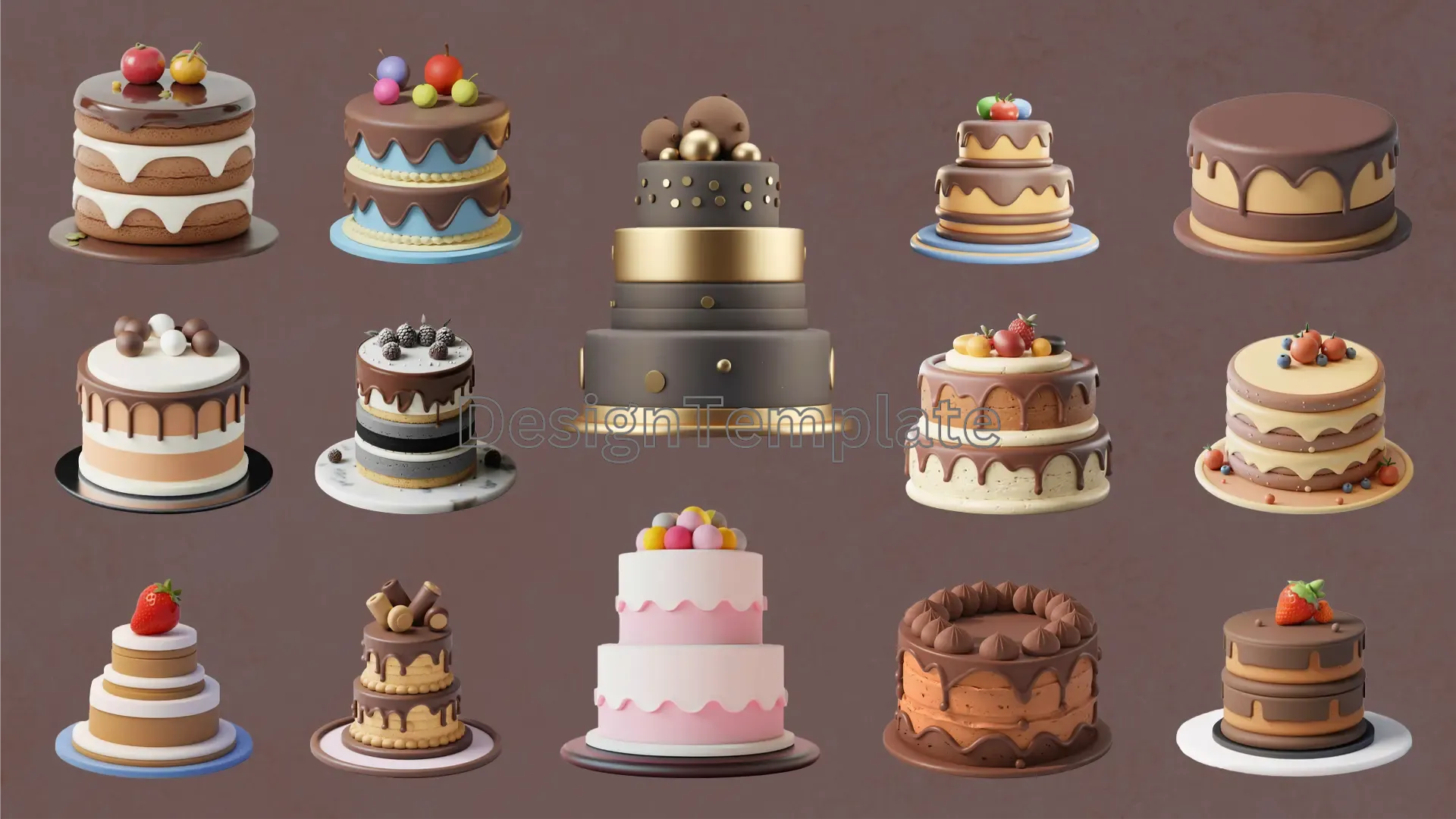 Creative Cake Shapes 3D Elements Pack image